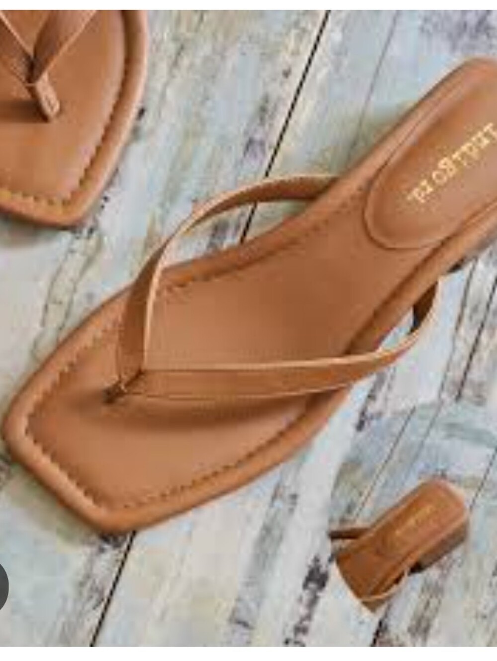 Indigo Women's Tan Square-Toe Thong Sandal